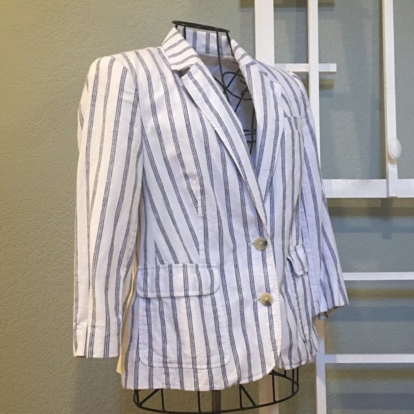 Striped Linen Blazer | Victoria's Secret - Picture 1 of 6